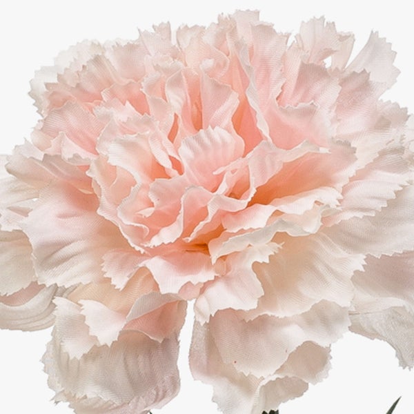 Künstliche Nelke mit pfirsichfarbener Blüte und grünem Stiel.