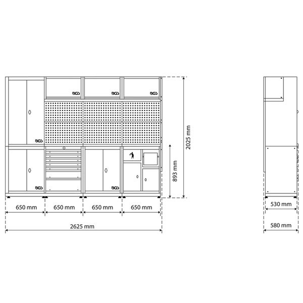 Abmessungen der BGS Werkbank Kombination