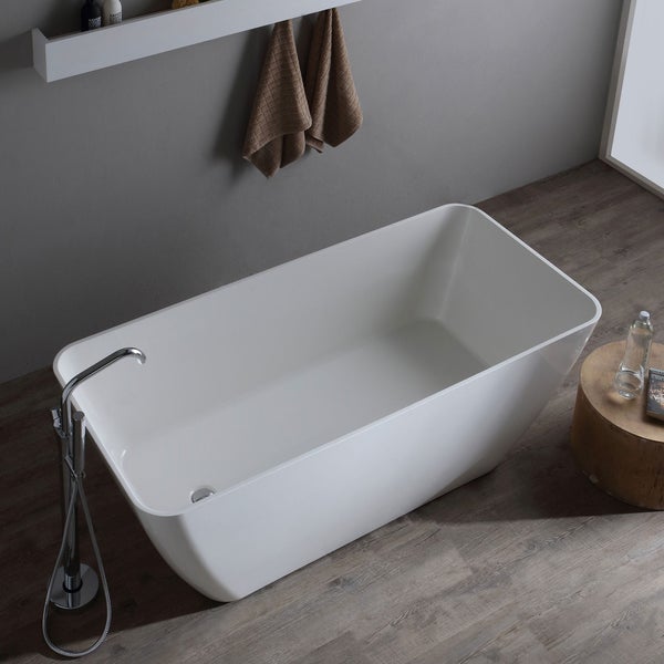 Freistehende rechteckige Badewanne aus Mineralguss | Paola