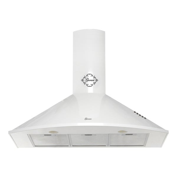 Wandhaube Gurari im Retrodesign mit Metallfettfiltern und Beleuchtung