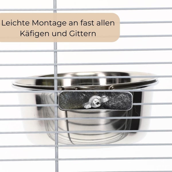 Edelstahlnapf zum Einhängen 1,40 L mit Schraubenhalterung