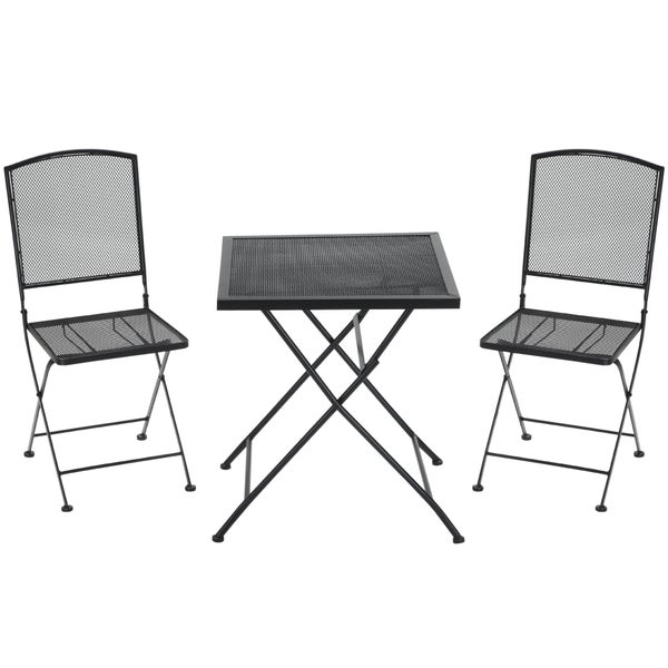 Outsunny 3-teiliges  Gartenmöbel-Set, Bistro-Set, 60L x 60B x 70H cm, Metall, Grau