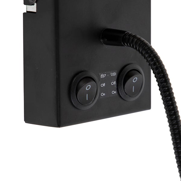 Nahaufnahme der Bedienelemente einer Leuchte mit E27- und LED-Schalter