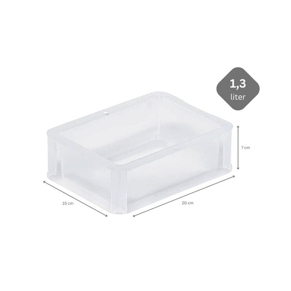 PROREGAL SuperSparSet 20 x Transparenter Eurobehälter BasicLine Mit Geschlossenem Griff und Klickdeckel HxBxT 7 x 15 x 20 cm 1,3 Liter Eurobox