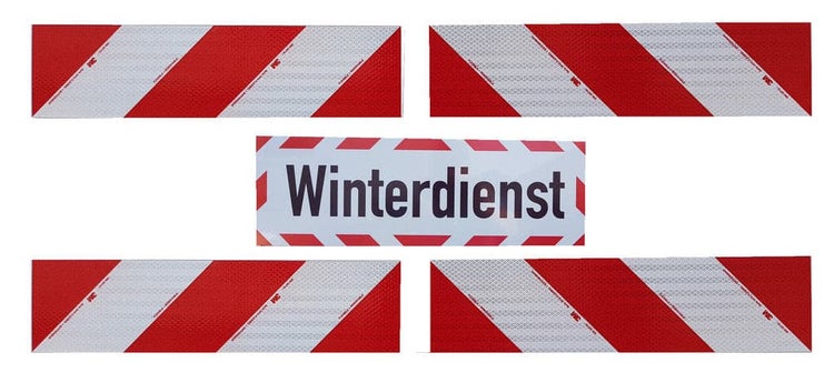 3M Kfz-Warnmarkierung DIN30710 Folie 4 x 564*141 + Zusatzschild / Winterdienst 45x15cm