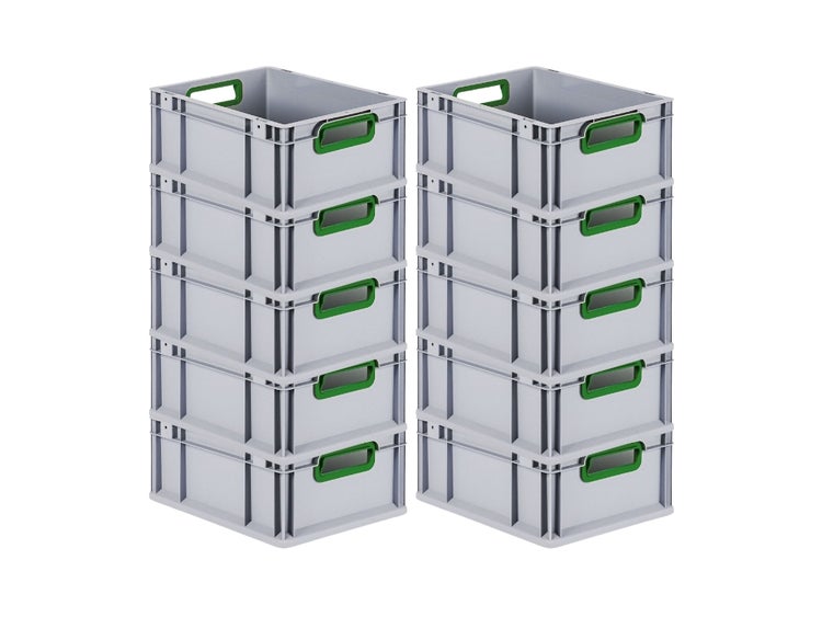 PROREGAL Eurobox Nextgen Color HxBxT 17 x 30 x 40 cm 16 Liter Griffe Grün Offen Glatter Boden Eurobehälter Transportbox