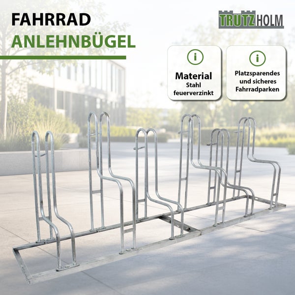 Feuerverzinkter Stahl Fahrrad Anlehn- und Parkbügel für mehrere Fahrräder von Trutzholm