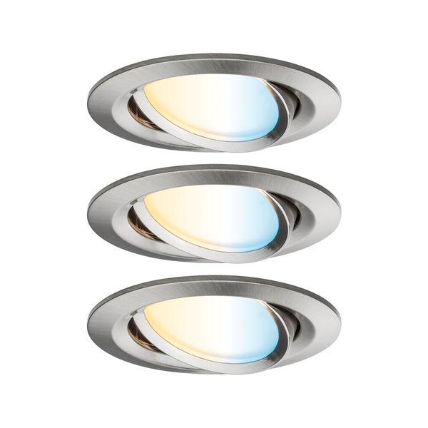 LED Einbauleuchte Nova Coin rund 84mm 50° Tunable White 3x6W 3x530lm 230V Eisen gebürstet Aluminium