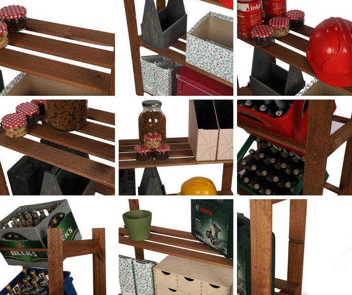 PROREGAL Holzregal Pinepeak HxBxT 170 x 170 x 28 cm 5 Fachboden 1,2 cm Dickes Kiefernholz Braun