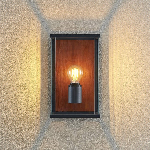 Lucande Wandleuchte außen Elwin (spritzwassergeschützt (Modern) in Schwarz aus Aluminium (1 flammig, E27) - Außenwandleuchten Wandlampe Led Außenlampe Outdoor für Außenwand/Hauswand