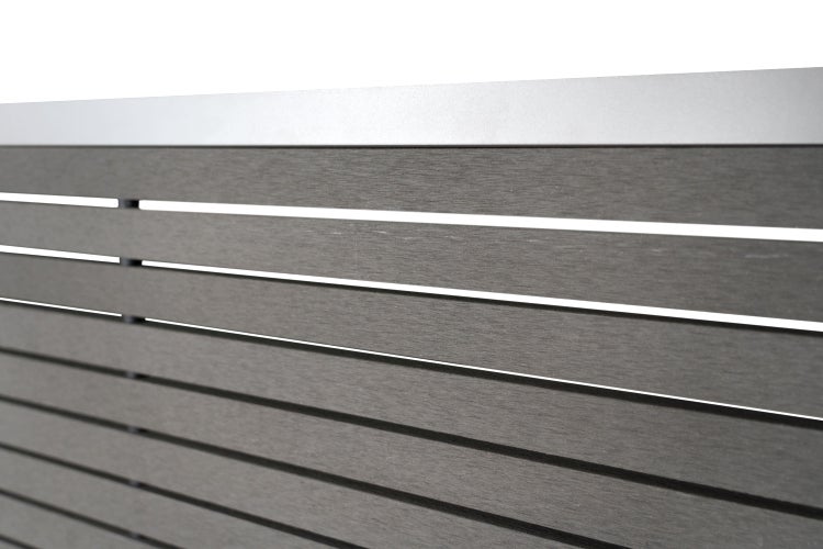 GartenLand WPC Zaun Air Gap ca. 180 x 180 cm Sichtschutz Steckzaun Schiefergrau Aluminium Silber Ohne Pfosten