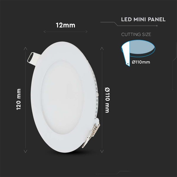 V-TAC VT-607RD-N - Runde LED-Mini-Panels - Premium-Serie - IP20 - Weiß - 6W - 490 Lumen - 4000K