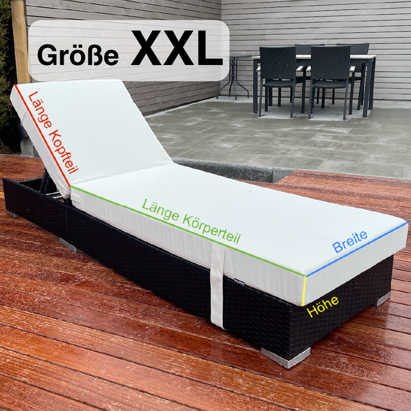 Lulu-Belle Liegeauflage Miami Größe XXL | nach Maß – Individuelle Größe & Farbe | Perfekte Passform für Ihre Sonnenliege | Maßgefertigte Liegeauflage Sitzauflage | Länge bis 280 cm, Breite bis 200 cm, Höhe bis 10 cm