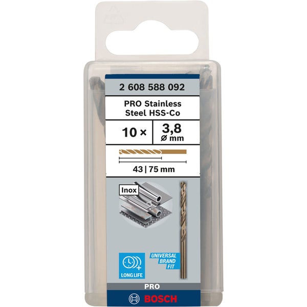 Bosch PRO Stainless Steel HSS-Co Spiralbohrer 3,8 x 43 x 75 mm - 2608588092