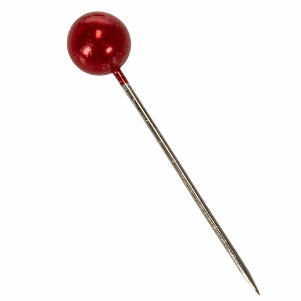 Eine einzelne Stecknadel mit rundem Kopf aus Metall
