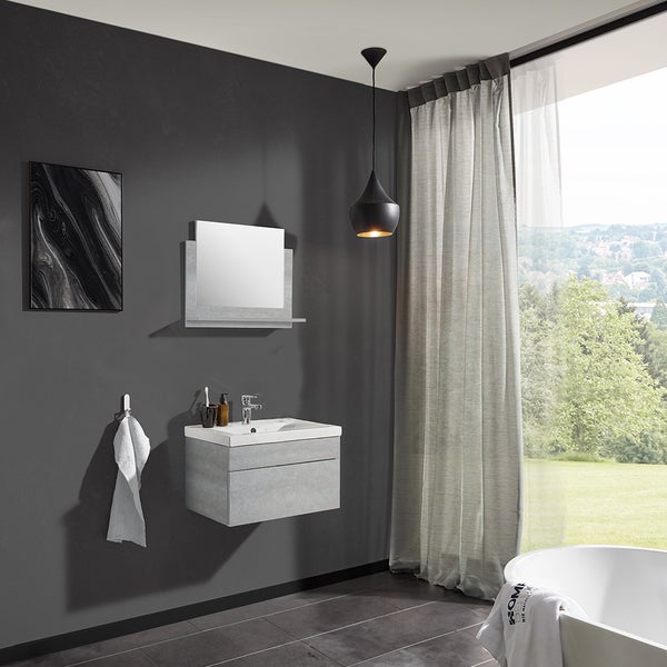 Home Deluxe - Badmöbel-Set - WANGEROOGE Grau - Medium - inkl. Waschbecken und komplettem Zubehör - Breite Waschbecken: 60 cm | Badezimmermöbel Waschtisch Badmöbelset