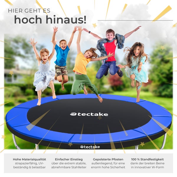 Trampolin tectake Jumpy Ø 366 cm, GS-zertifiziert inklusive Einstiegsleiter