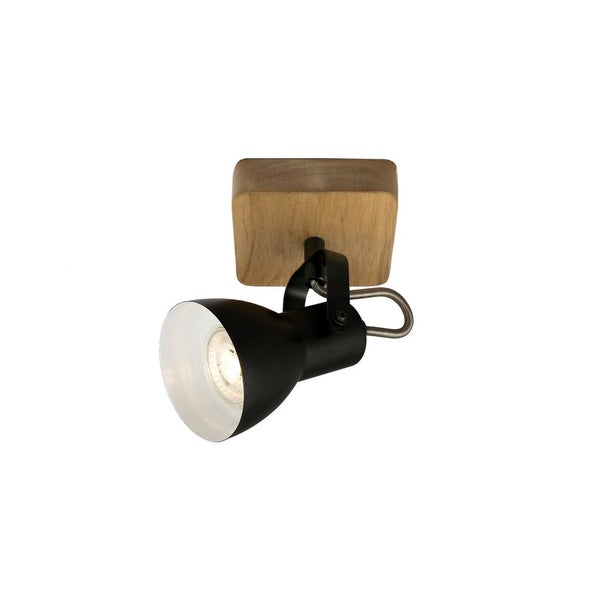Wandleuchte Wandspot Schwenkbar Retro GU10 35 W schwarz Holz-Metall Briloner