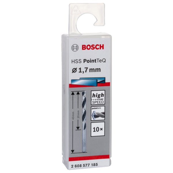 Bosch Logo HSS PointTeQ Bohrer, Durchmesser 1,7 Millimeter, 10er-Pack