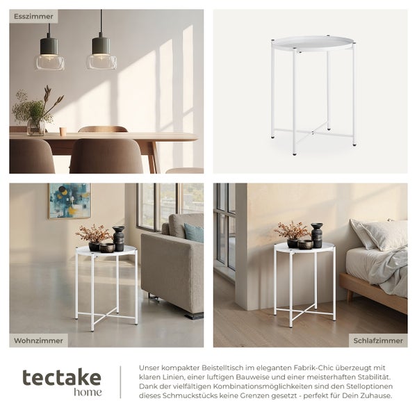 Beistelltisch tectake Chester 45,5 x 45,5 x 53 cm Stahl weiß
