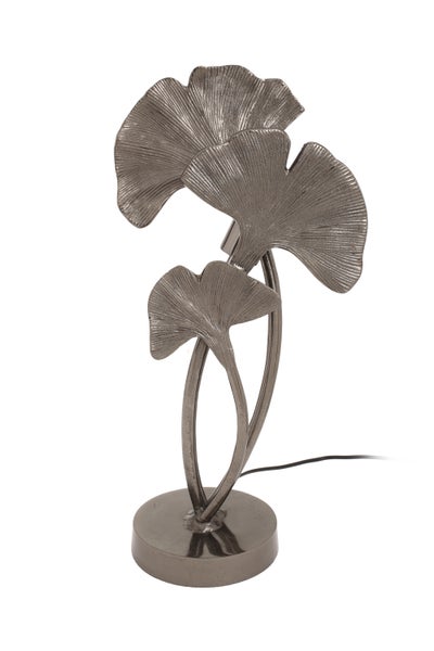 Tischlampe Schwarz in Blattform, Nachttisch Lampe 52 cm | Wohnzimmer Esszimmer Leuchte