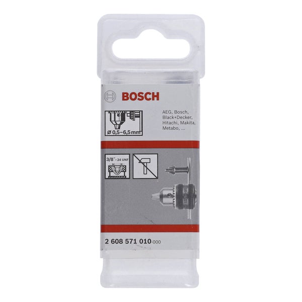 Bohrfutter mit einem Durchmesser von 0,5 bis 6,5 Millimeter von Bosch in der Verpackung