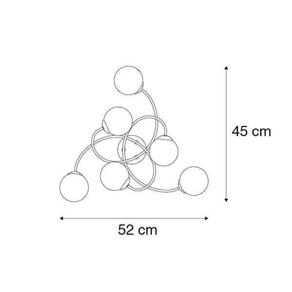 Abbildung einer Deckenleuchte mit den Maßen 45 mal 52 Zentimeter.
