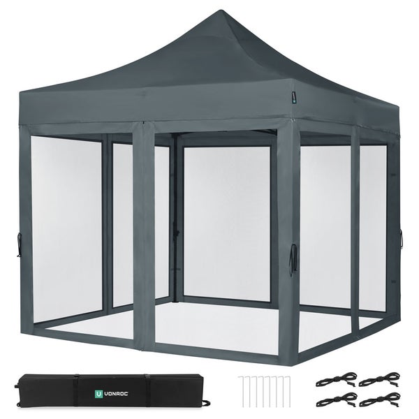 VONROC Pavillon 3x3m wasserdicht stabil - Partyzelt EasyUp System [3Min Aufbau] Popup Faltpavillon modular erweiterbar als Festival Zelt, Gartenpavillon