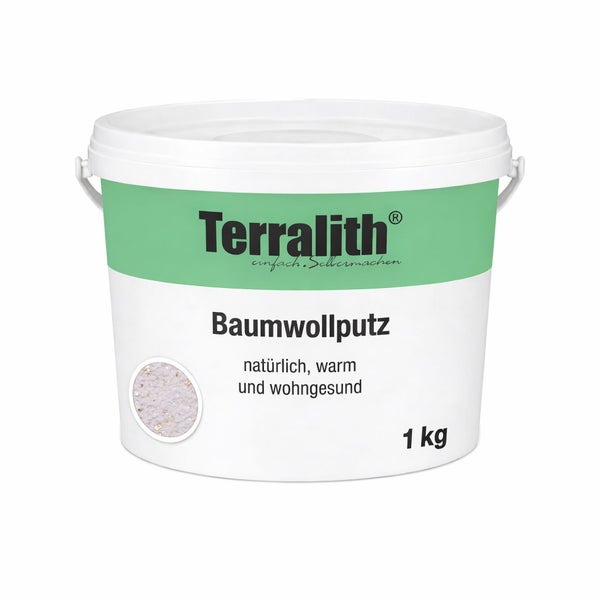 Terralith Baumwollputz im 1 Kilogramm Eimer, natürliche Wandbeschichtung für den Innenbereich.