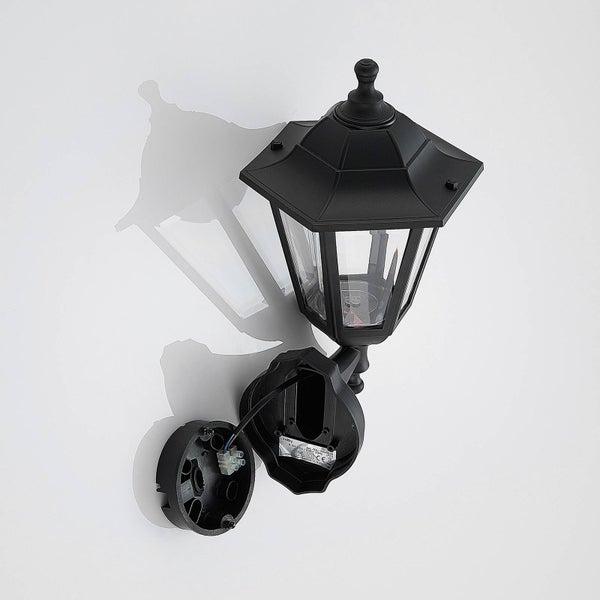 Lindby LED Wandleuchte außen Iavo (spritzwassergeschützt (Retro, Vintage Antik) in Schwarz (1 flammig ) - Außenwandleuchten Wandlampe Led Außenlampe Outdoor für