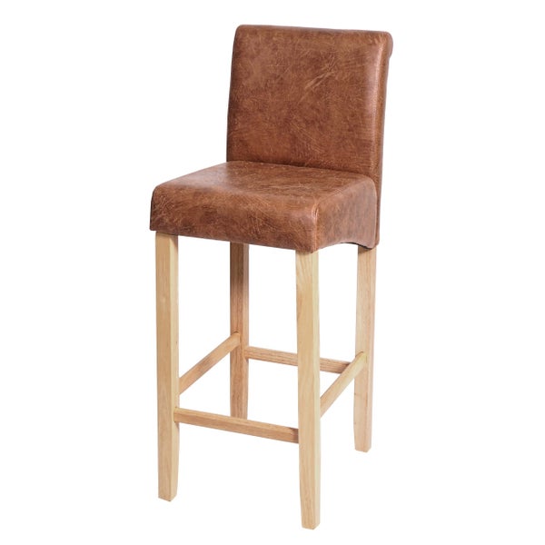 Barhocker mit Rückenlehne und Kunstlederbezug