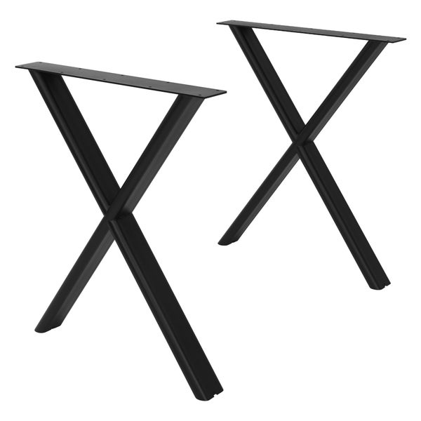 Set aus zwei X-förmigen Tischbeinen aus Metall zur Montage unter Tischplatten