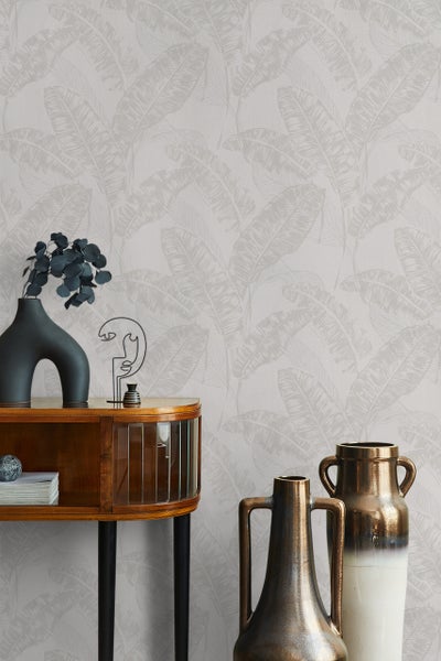 Tapete Grau Beige Floral Modern Natur für Wohnzimmer Schlafzimmer Küche MADE IN GERMANY 10,05 x 0,53m