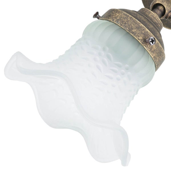 Glaslampenschirm mit floralem Muster und Metallfassung