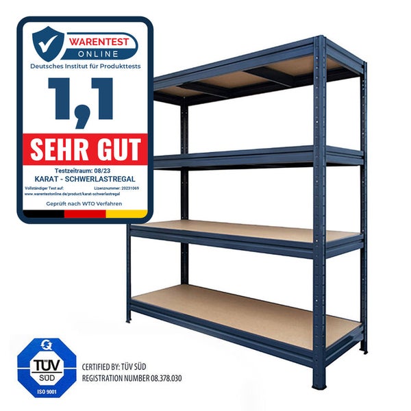 FLOORDIREKT Weitspannregal - Grau - Regal für Keller & Werkstatt - Traglast bis 1500 kg - 177 x 160 x 60 cm