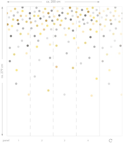 Tapetenpaneel mit Punktmuster circa 200 cm breit und circa 279 cm hoch