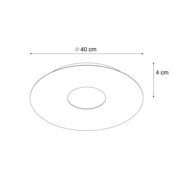Technische Zeichnung einer Deckenleuchte mit den Maßen 40 mal 4 Zentimeter.