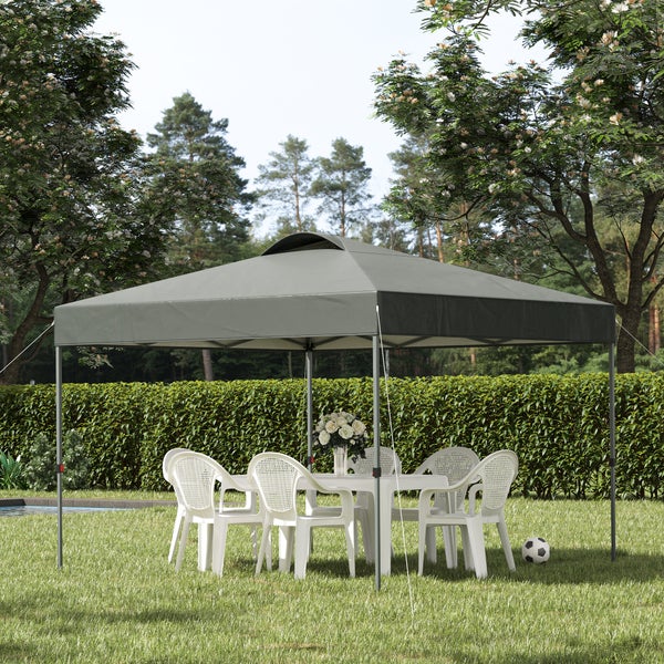 Outsunny Pavillon ca. 3x3m, wasserdicht Stabil Winterfest Pop-up Faltpavillon, UV Schutz, Faltbar Partyzelt, Gartenzelt mit Tasche, Gartenpavillon für Camping Garten, Dunkelgrau