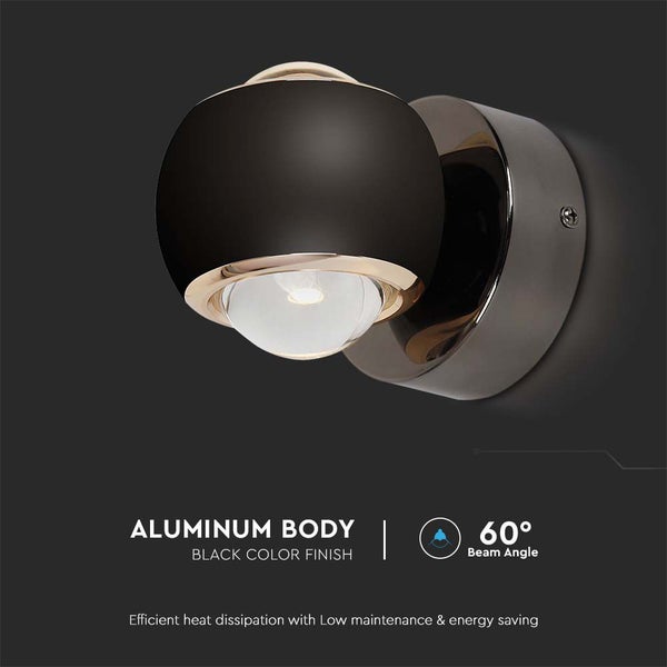 Schwarze Wandleuchte aus Aluminium mit 60 Grad Abstrahlwinkel