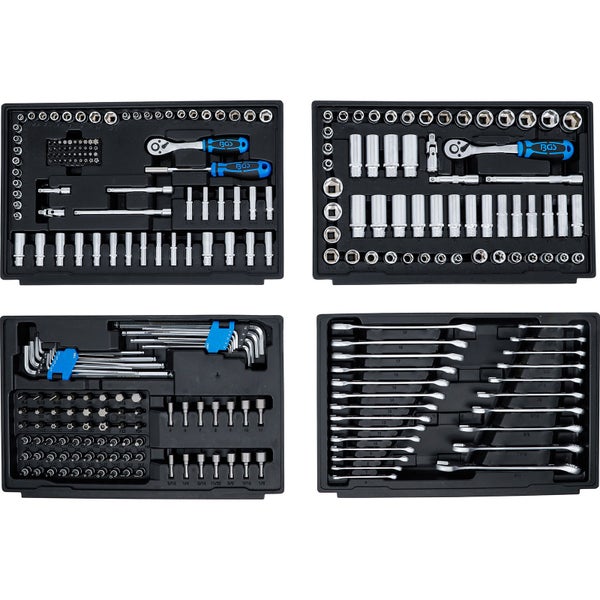 BGS Steckschlüssel-Satz Sechskant Antrieb 6,3 mm (1/4) / 10 mm (3/8) / 12,5 mm (1/2) metrisch & Zollgrößen 300tlg. - 74000