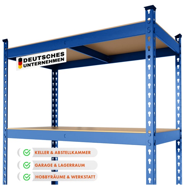 FLOORDIREKT Schwerlastregal Rhino - bis 1050 kg - Pulverbeschichtet - 180 x 90 x 45 cm Blau