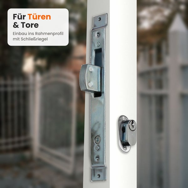 Einsteckschloss mit Schließriegel für Türen und Tore zum Einbau in ein Rahmenprofil