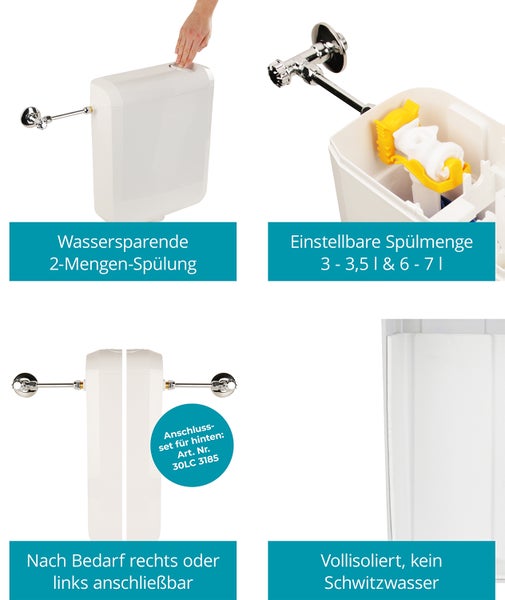Calmwaters® Stand WC mit senkrechtem Abgang im Set mit Toilettendeckel und Spülkasten, 99000184
