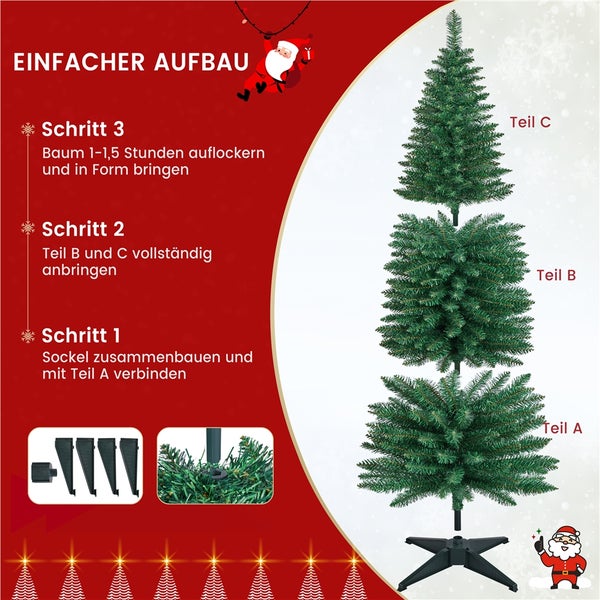 Anleitung zum einfachen Aufbau eines künstlichen Weihnachtsbaums in drei Schritten