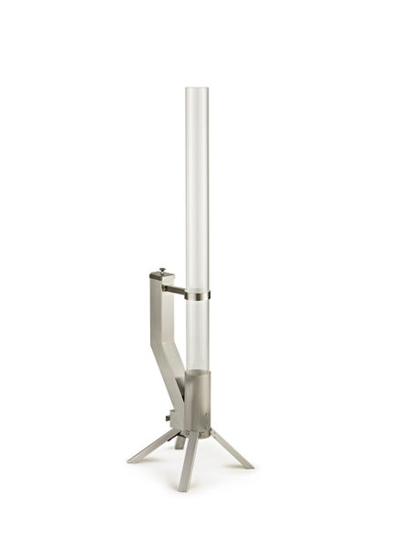 Gardenflare Edelstahl Feuersäule mit Feuerrohr und Pelletfackel für Tolles Ambiente-Feuer – Elegante Terrassenheizer und Gartenkamin die Alternative für deine Terrasse und Garten (silber)