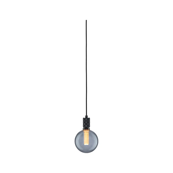 Moderne Pendelleuchte mit runder Glaskugel und sichtbarem Filamentleuchtmittel an einem Kabel