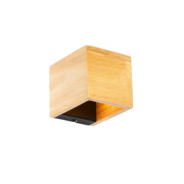 Quadratische Wandleuchte aus Holz für eine moderne Innenbeleuchtung