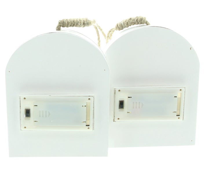 FRANK FLECHTWAREN | LED-Hänger Frühling, 2er Set, HOLZ, KUNSTSTOFF, SISAL, 10 x 2,5 x 15,5 cm