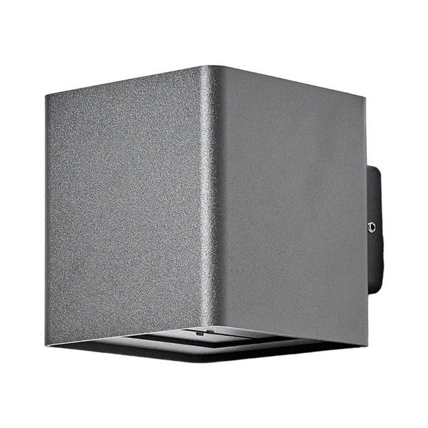 Quadratische LED Außenwandleuchte aus Metall in Anthrazit.
