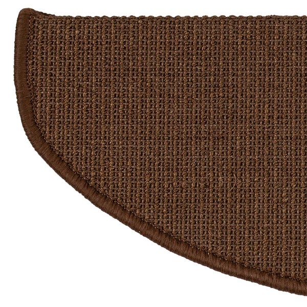 FLOORDIREKT Stufenmatte aus Sisal - Pure Nature - Umkettelt & Selbstklebend - Dunkelbraun 23,5 x 65 cm - Halbrund